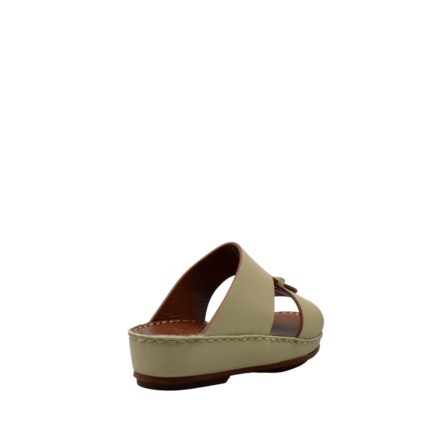 Beige kids rubber calf sandals with an open toe and adjustable buckle strap from Private collection