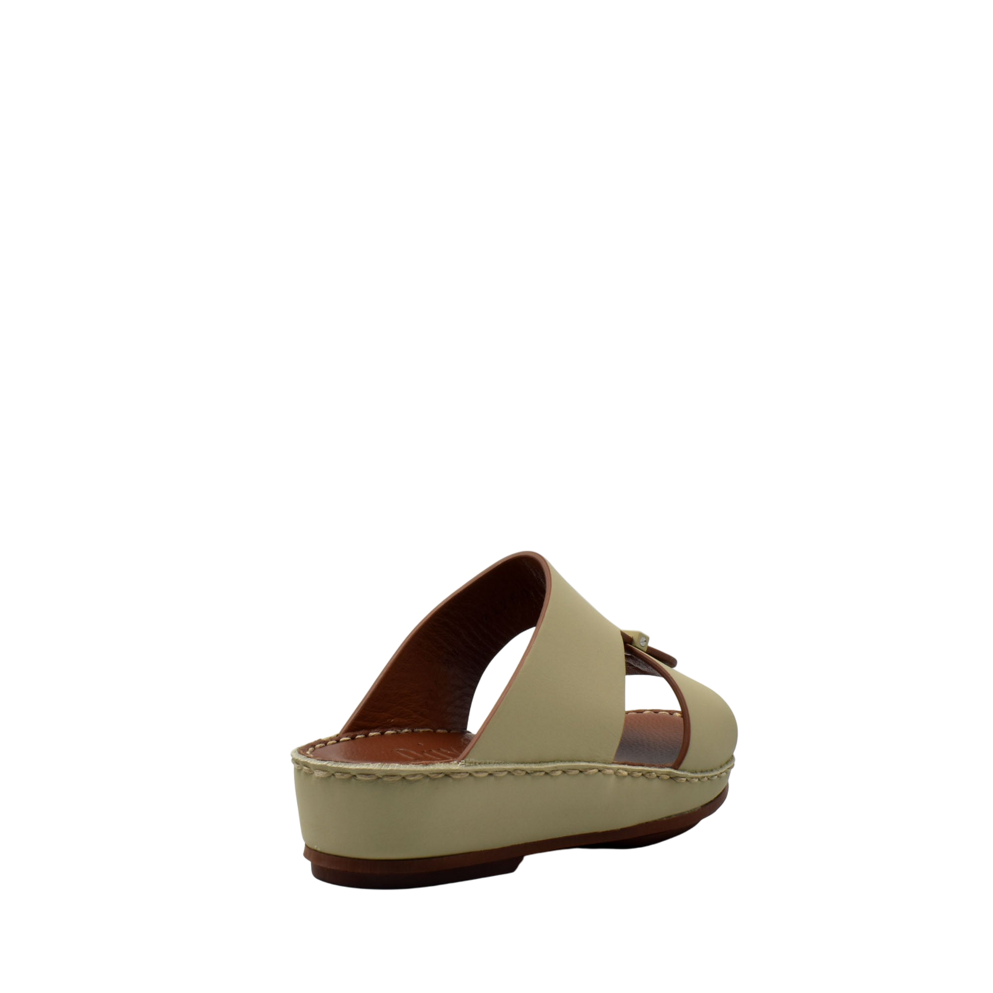 Beige kids rubber calf sandals with an open toe and adjustable buckle strap from Private collection