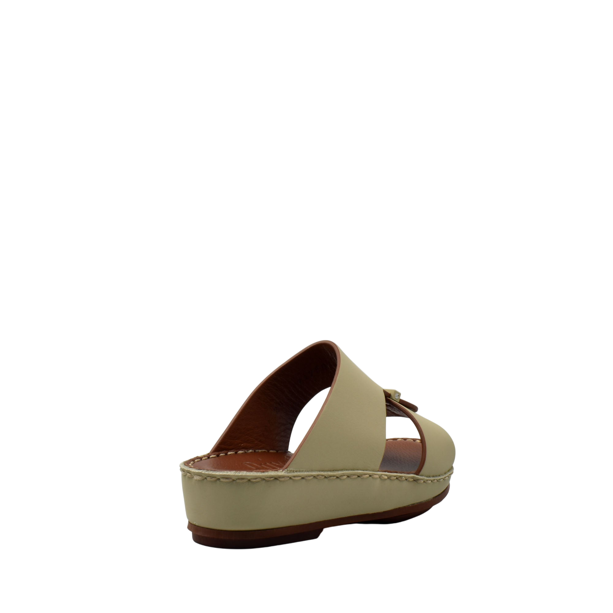 Beige kids rubber calf sandals with an open toe and adjustable buckle strap from Private collection
