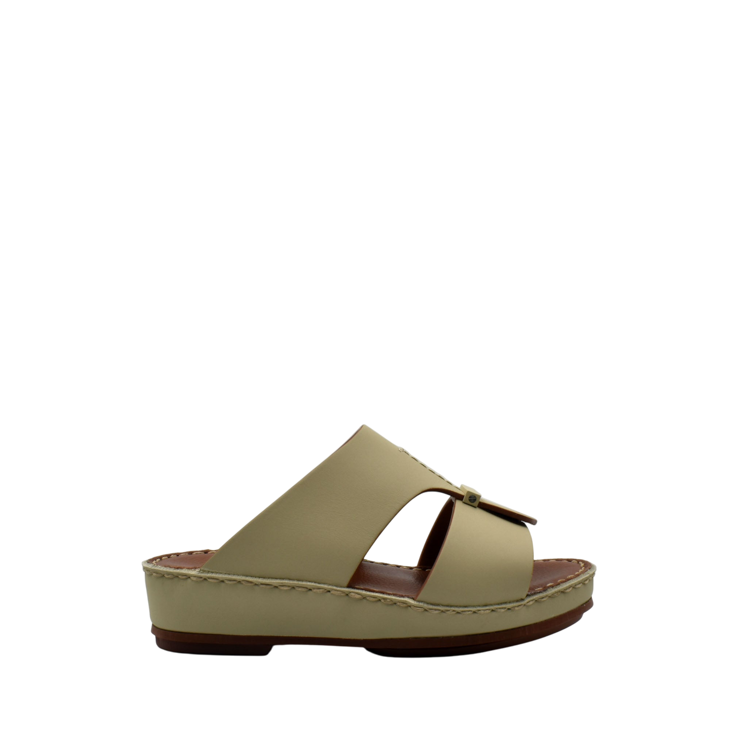 Beige kids rubber calf sandals with open toe and wedge sole from Private collection