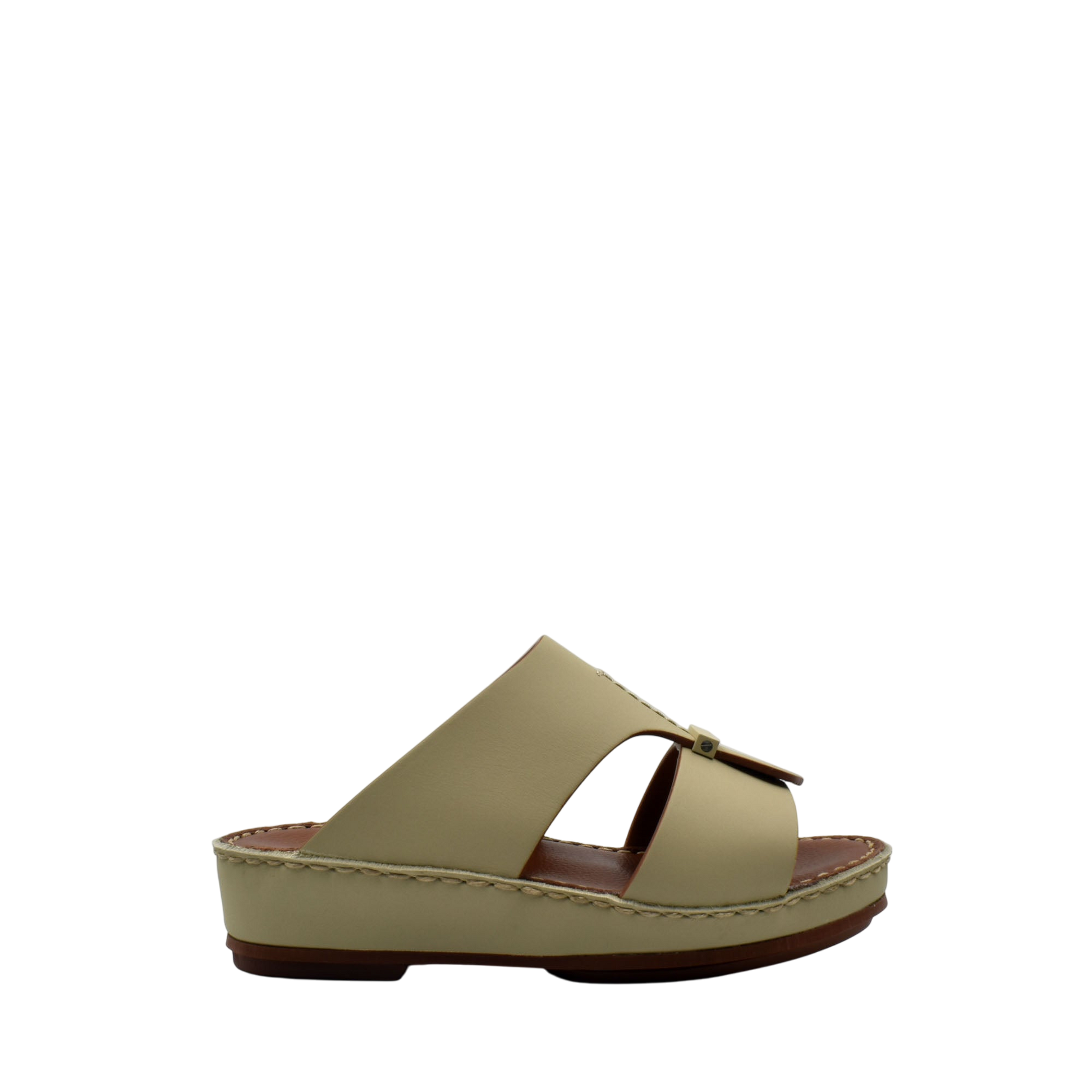 Beige kids rubber calf sandals with open toe and wedge sole from Private collection