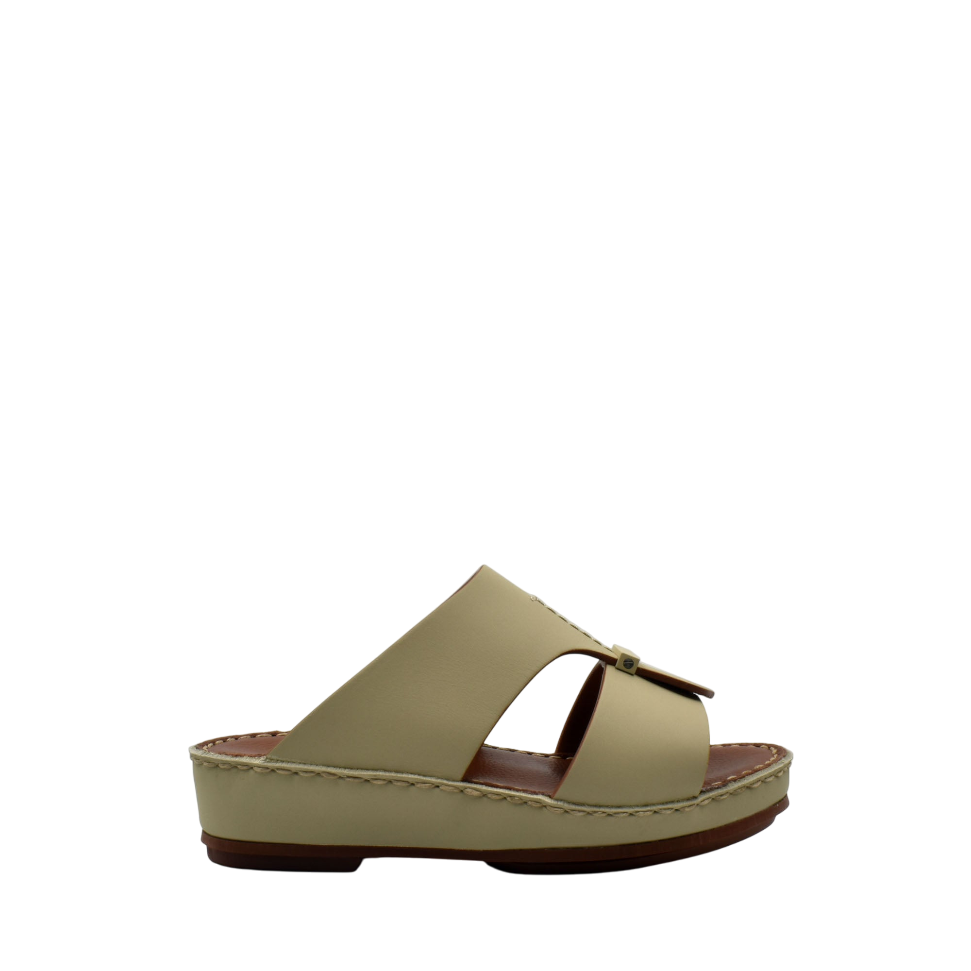 Beige kids rubber calf sandals with open toe and wedge sole from Private collection