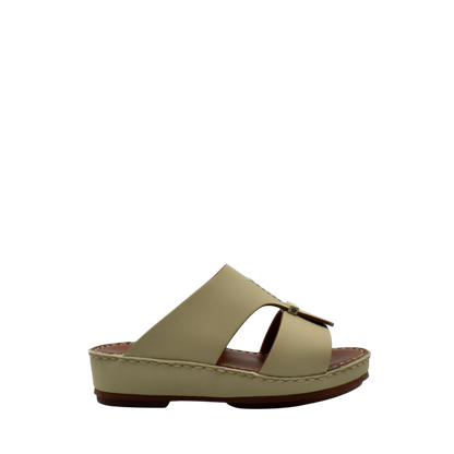 Beige kids rubber calf sandals with open toe and wedge sole from Private collection