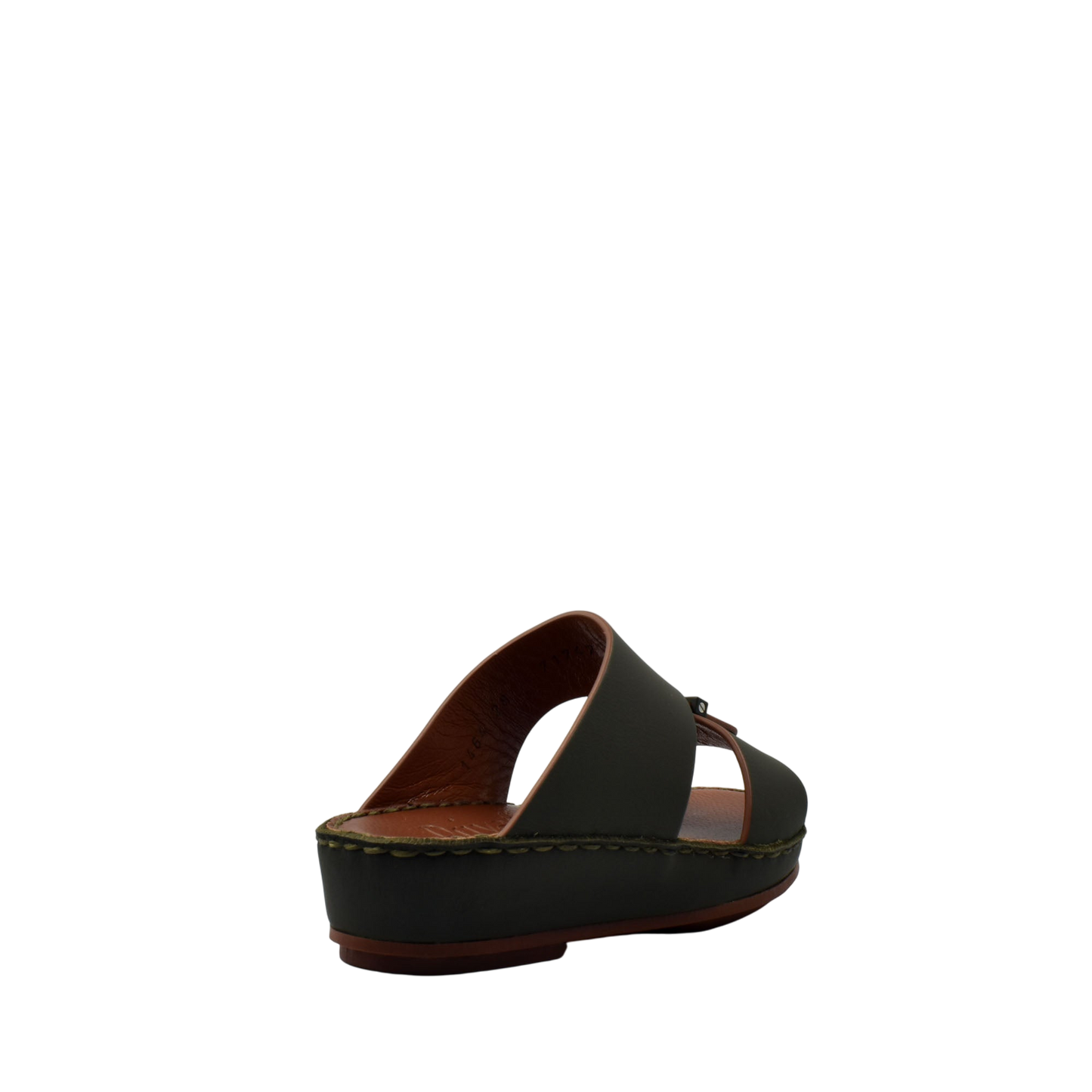 Kids rubber calf sandals in dark green with open back and cushioned sole for comfort