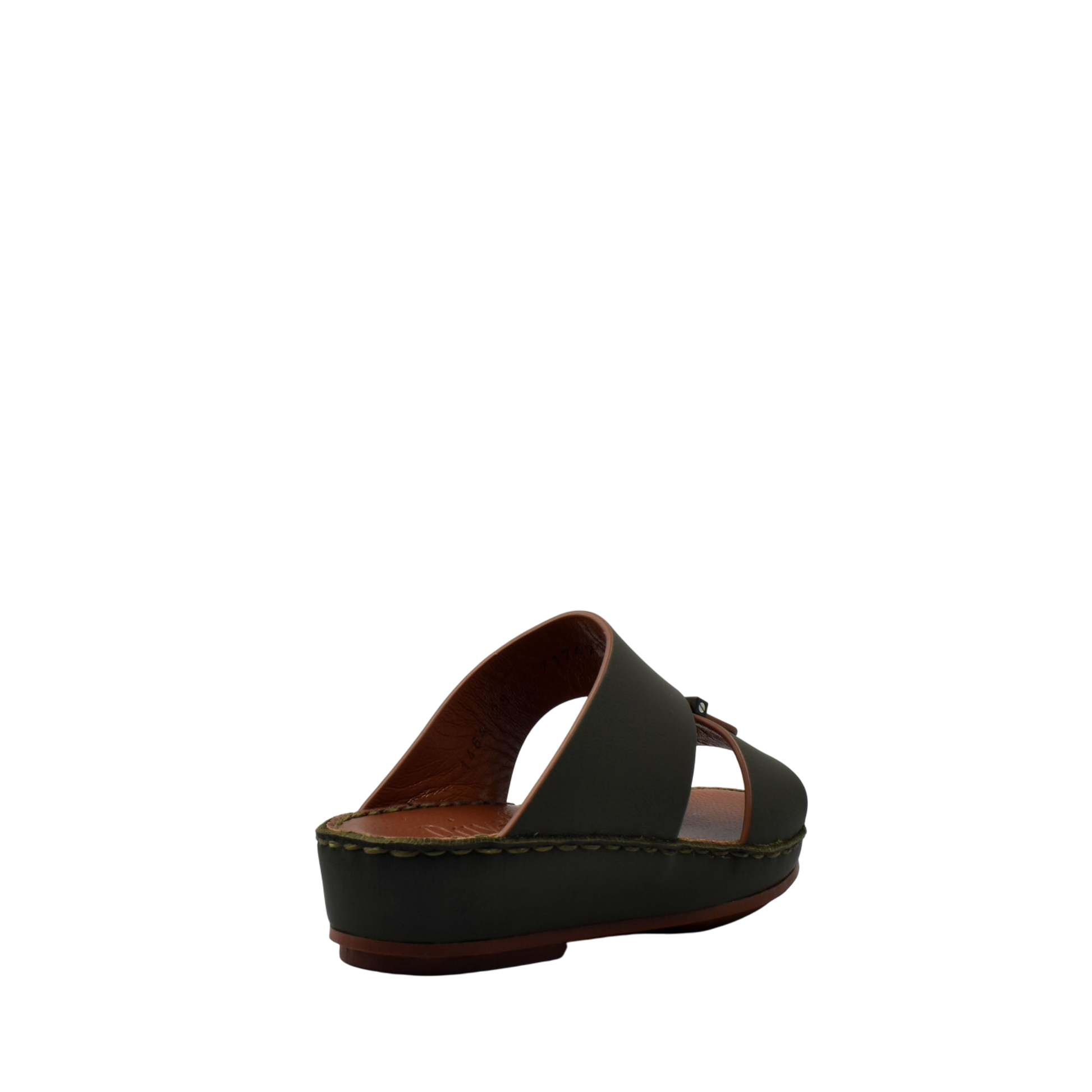Kids rubber calf sandals in dark green with open back and cushioned sole for comfort