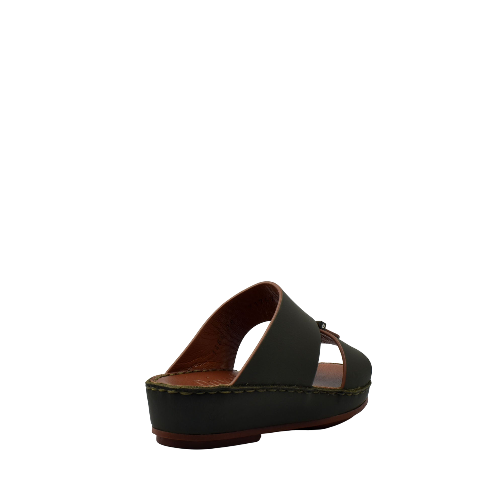 Kids rubber calf sandals in dark green with open back and cushioned sole for comfort