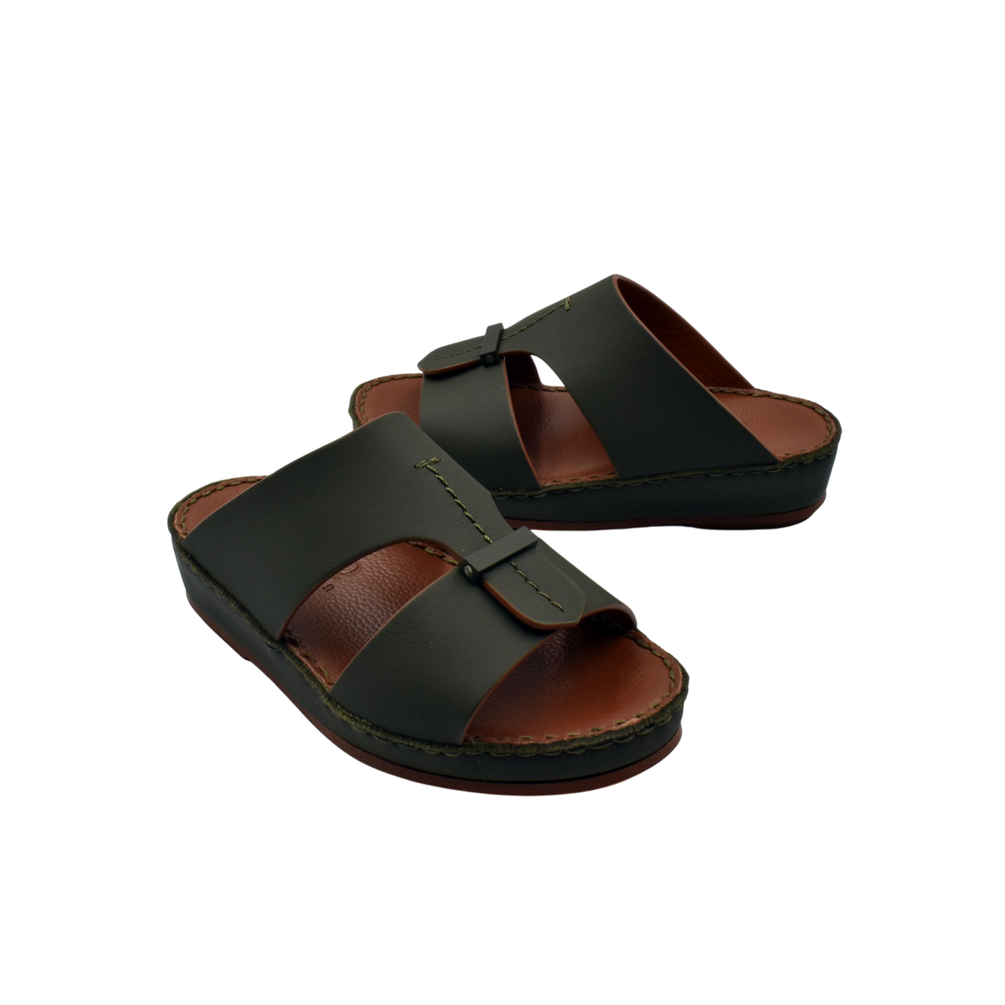 Black and brown kids rubber calf sandals with open toes and adjustable straps