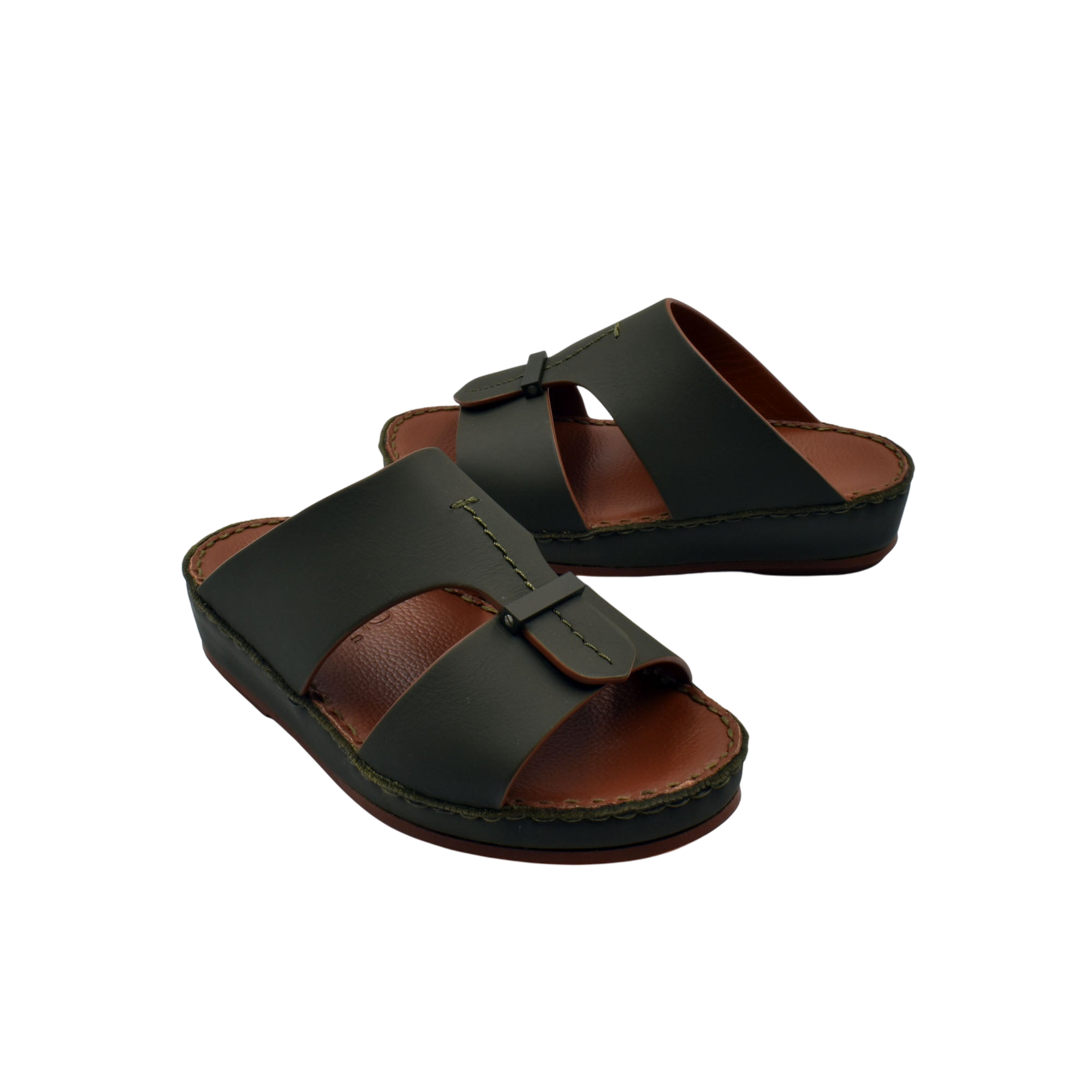 Black and brown kids rubber calf sandals with open toes and adjustable straps