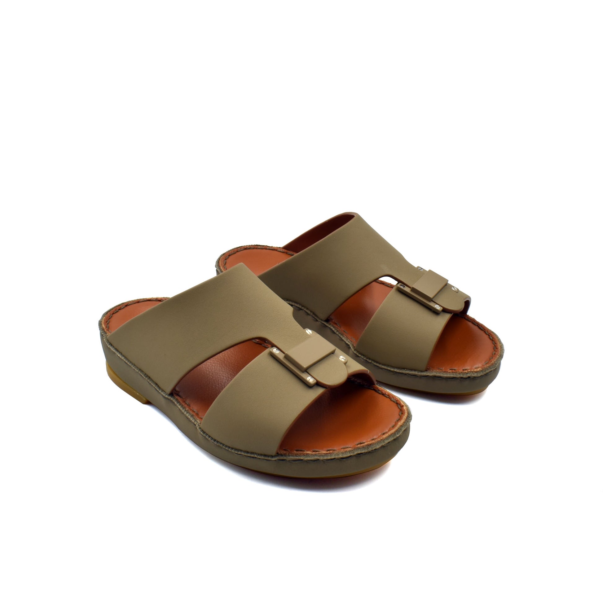 Brown kids rubber sandals with adjustable buckles and cushioned soles for comfort