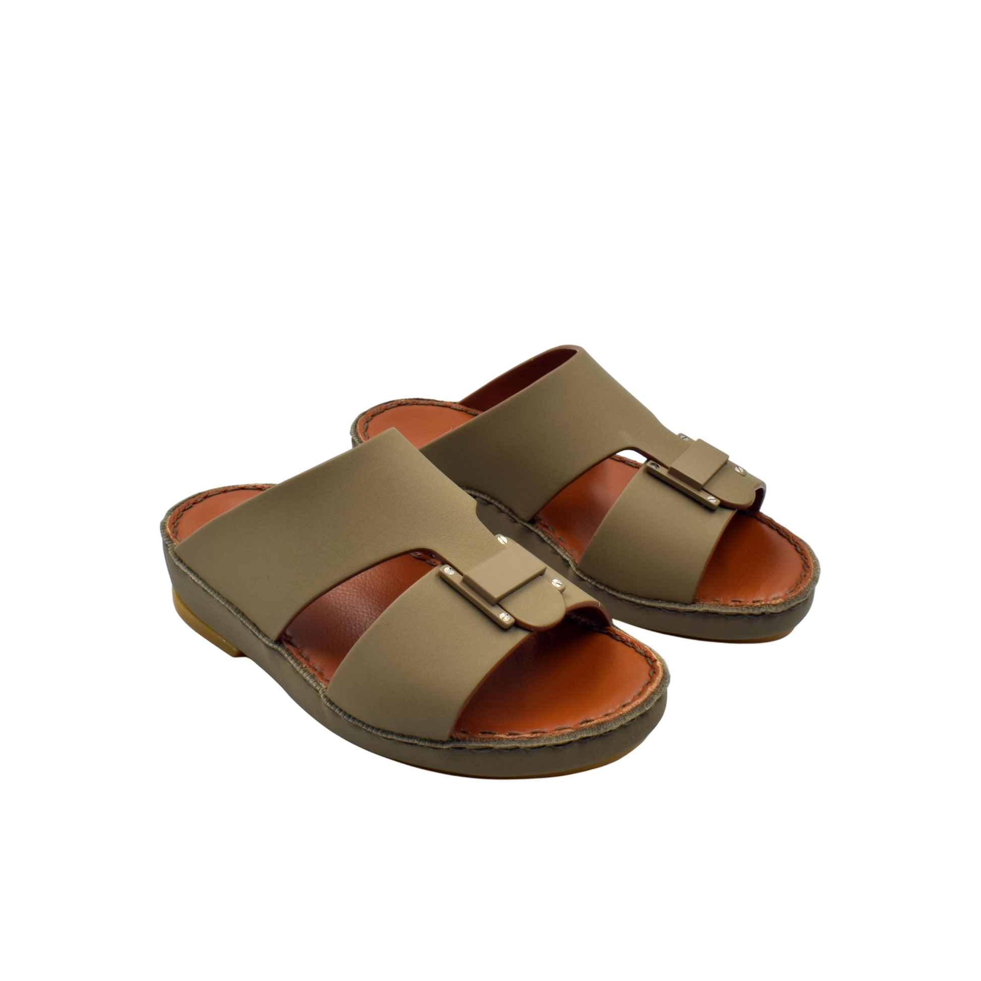 Brown kids rubber sandals with adjustable buckles and cushioned soles for comfort