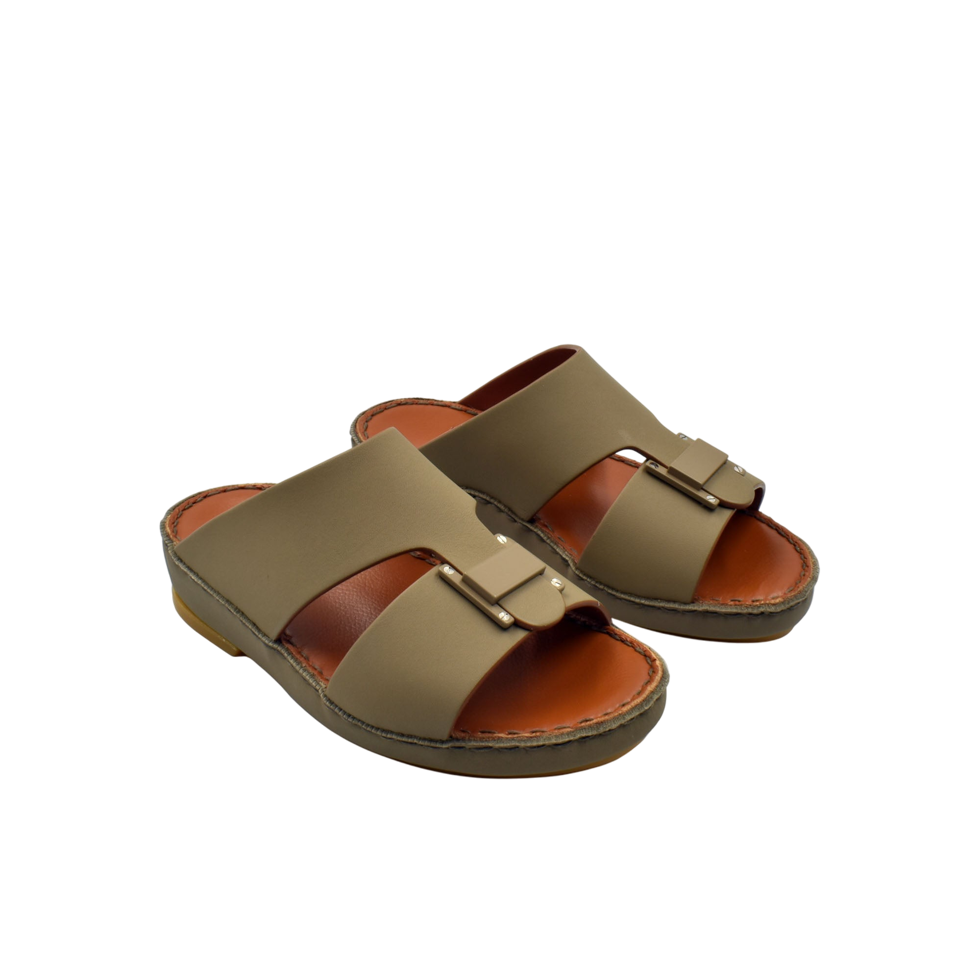 Brown kids rubber sandals with adjustable buckles and cushioned soles for comfort
