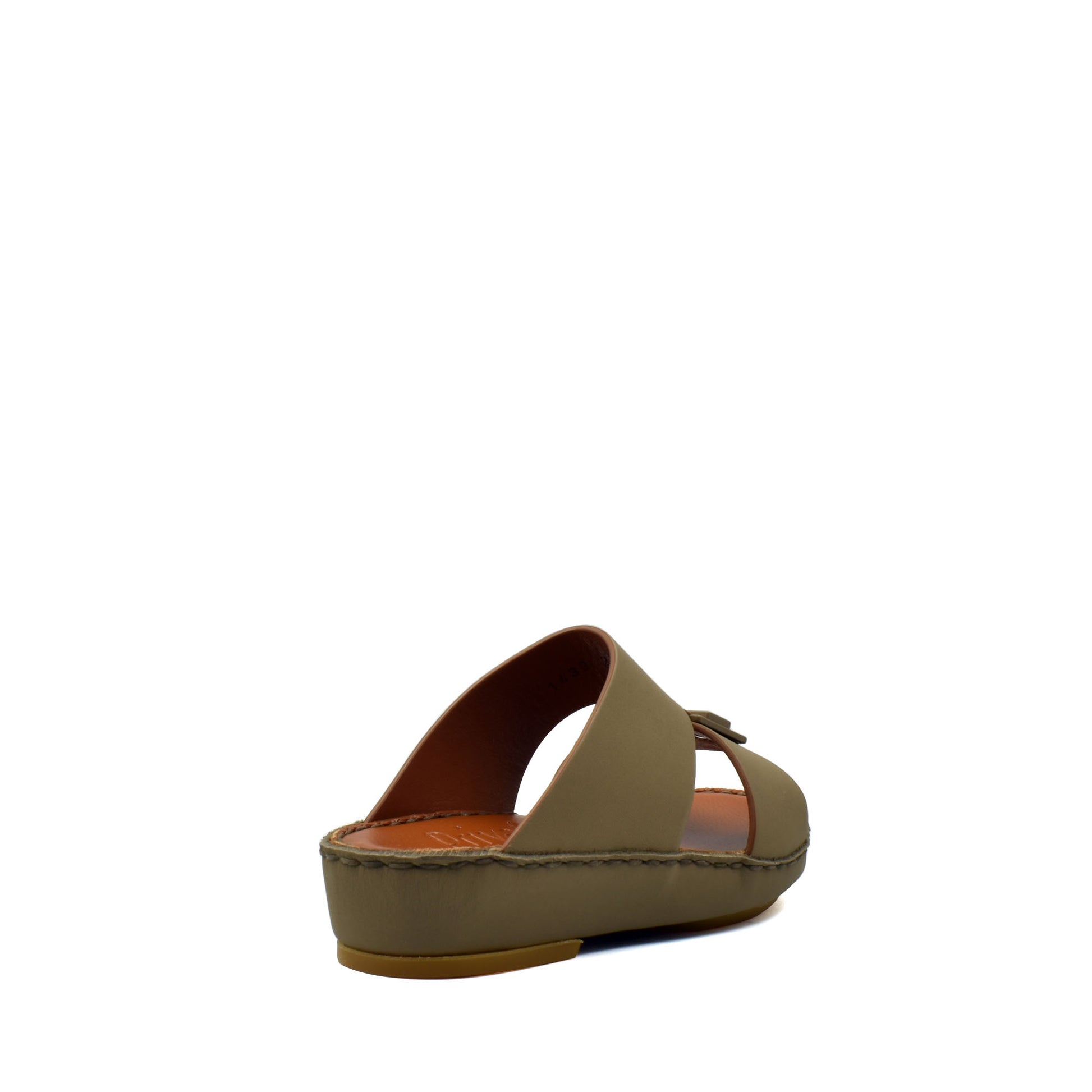 Single tan kids rubber sandals slip-on with open toe and low wedge heel from private collection