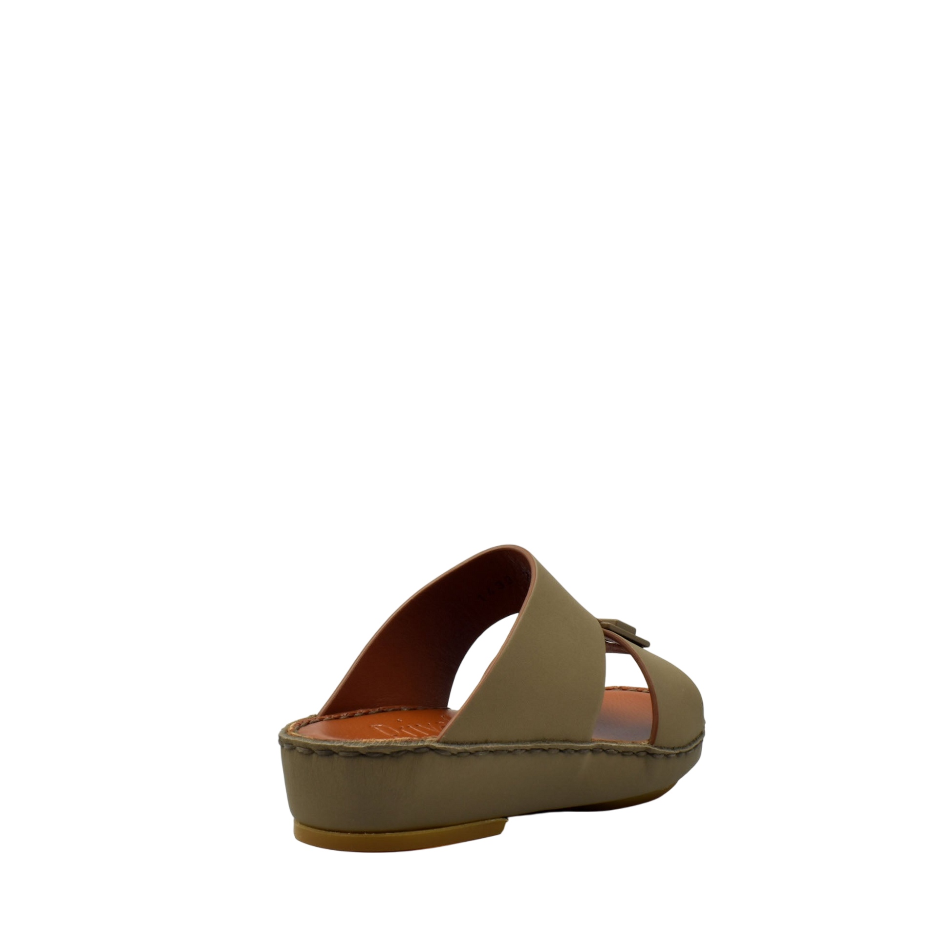 Single tan kids rubber sandals slip-on with open toe and low wedge heel from private collection