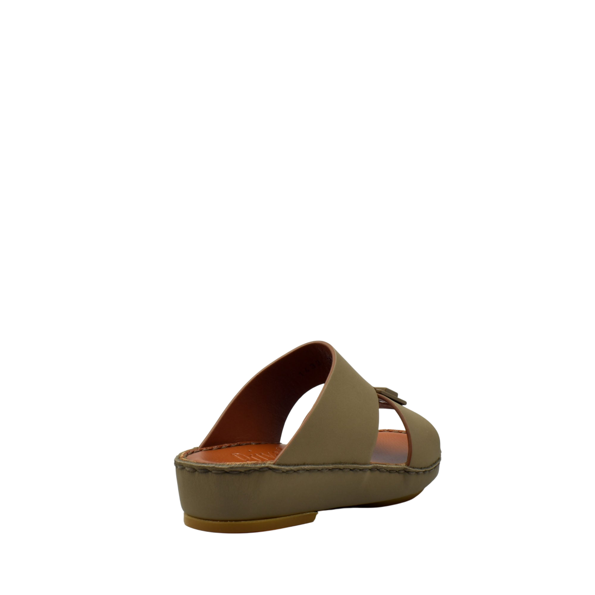 Single tan kids rubber sandals slip-on with open toe and low wedge heel from private collection