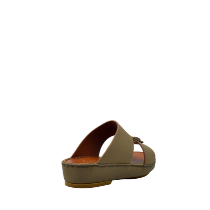 Single tan kids rubber sandals slip-on with open toe and low wedge heel from private collection