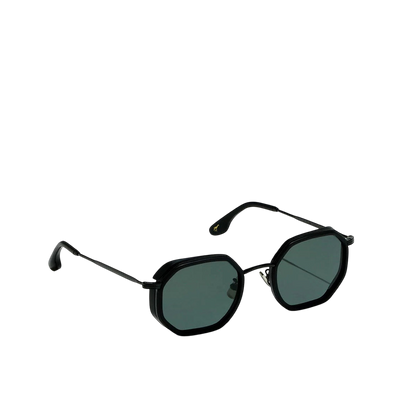 Private Collection black matte metal sunglasses with polygonal dark lenses and thin frame