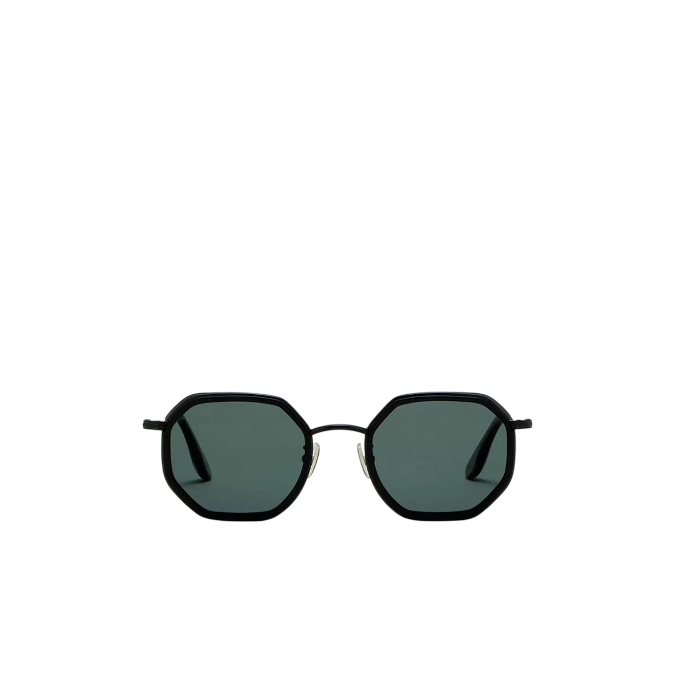 Black matte metal sunglasses with octagonal dark lenses from Private Collection