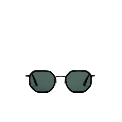 Black matte metal sunglasses with octagonal dark lenses from Private Collection