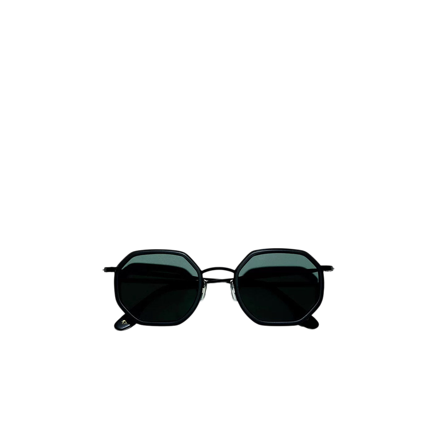 Private Collection black matte metal sunglasses with dark lenses and geometric frames