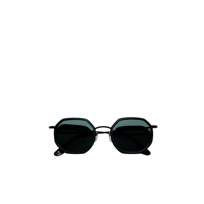 Private Collection black matte metal sunglasses with dark lenses and geometric frames