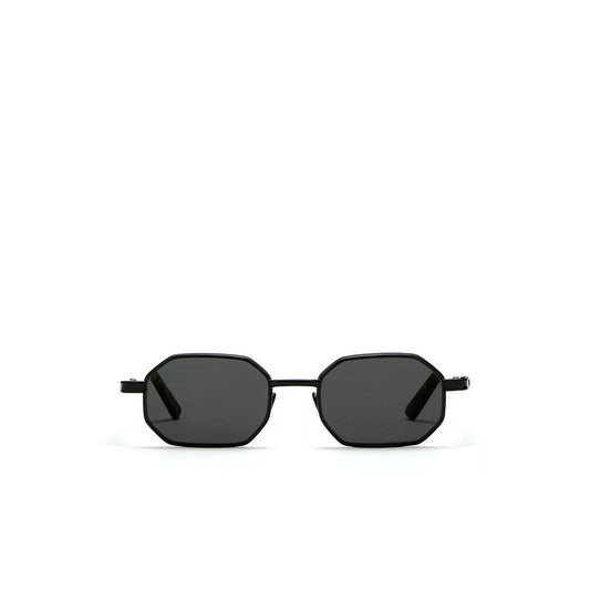 Private Collection black matte octagonal sunglasses with dark lenses and sleek frame design