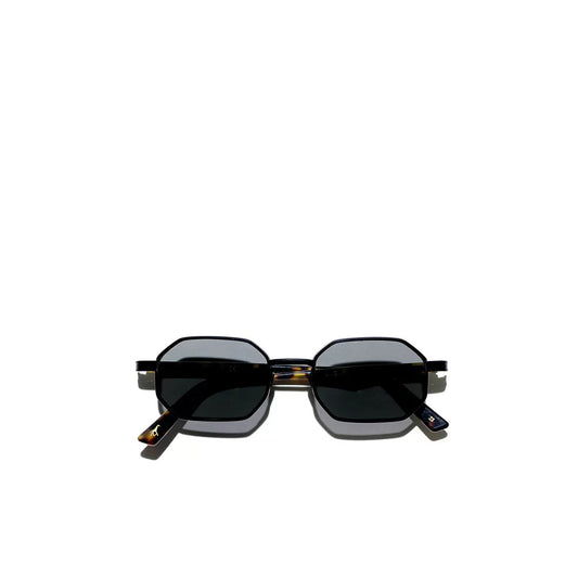 Black matte octagonal sunglasses with dark lenses from Private Collection shown front view