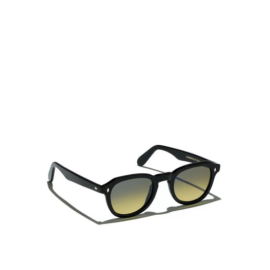Luxury black round sunglasses with gradient lenses and classic black frame from Private collection