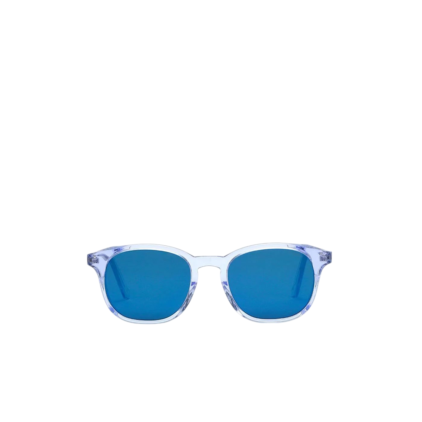 Clear frame blue lens luxury sunglasses for men from private collection
