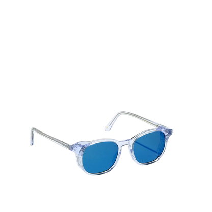 Clear frame luxury sunglasses for men with blue tinted lenses from Private collection