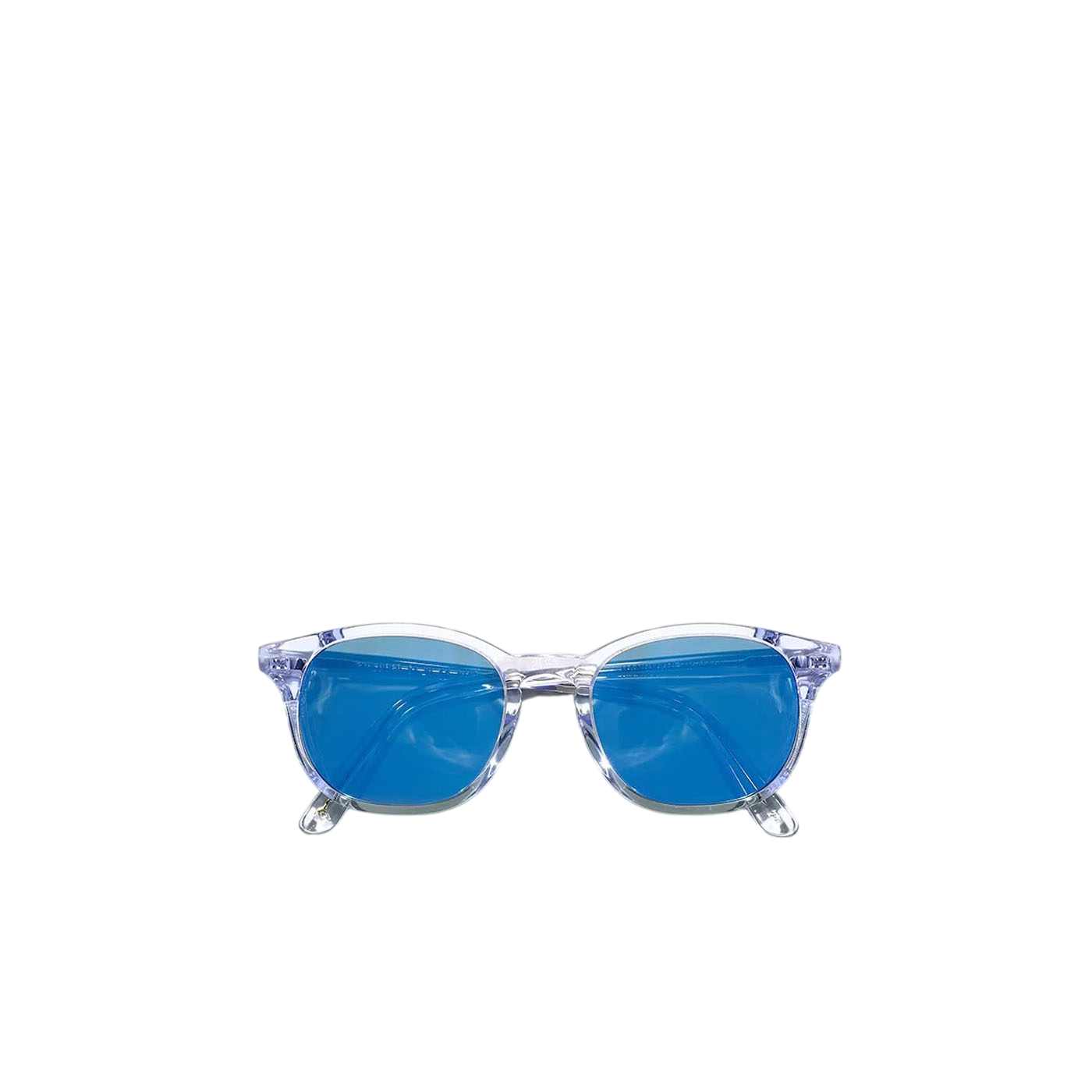 Clear frame luxury sunglasses for men with blue tinted lenses from Private Collection