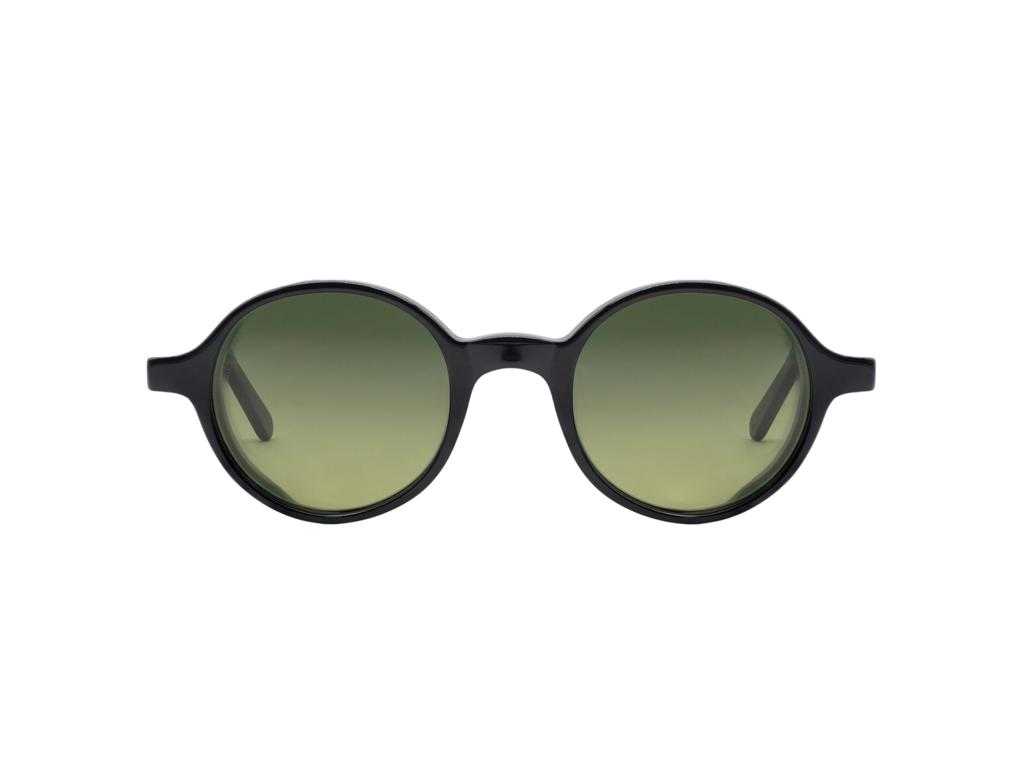 Black frame L.G.R. Reunion sunglasses with round green gradient lenses