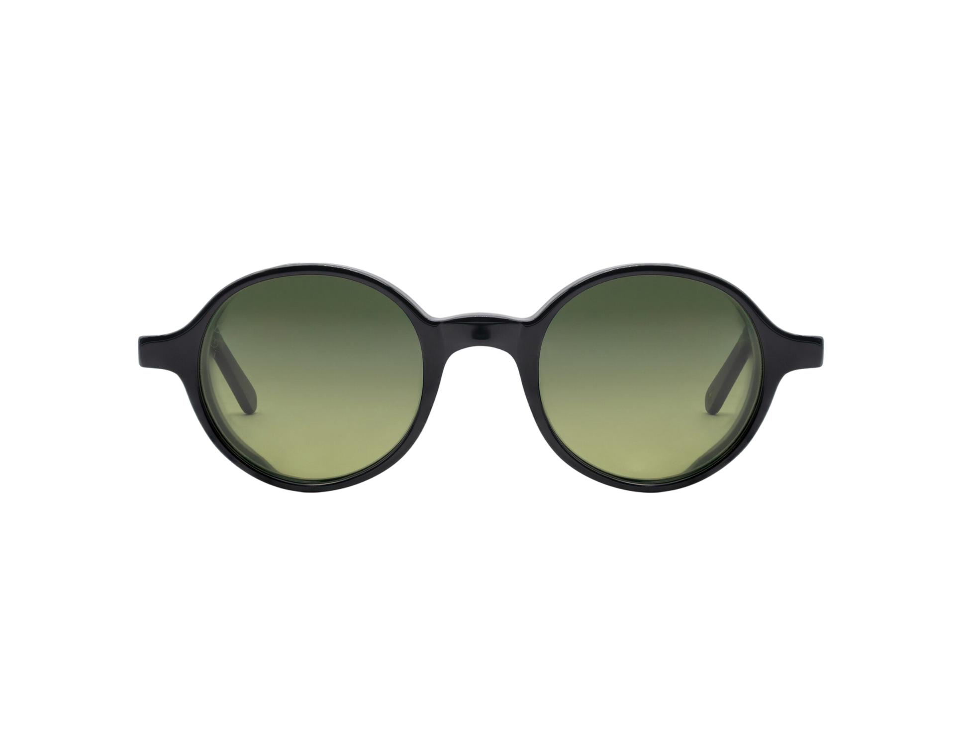Black frame L.G.R. Reunion sunglasses with round green gradient lenses
