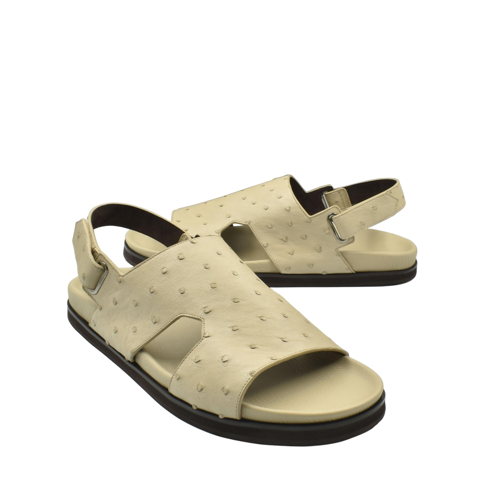 Beige open-toe Luxury Amorti Sangle Footwear with adjustable back strap and textured upper
