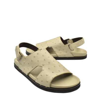 Beige open-toe Luxury Amorti Sangle Footwear with adjustable back strap and textured upper