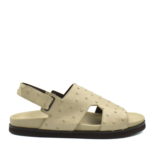 Beige Luxury Amorti Sangle Footwear sandal with textured upper and adjustable back strap