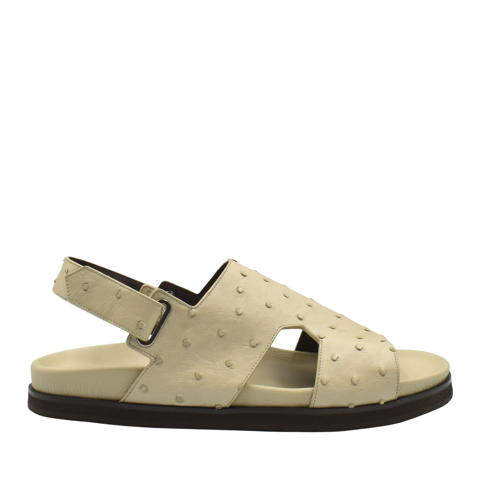 Beige Luxury Amorti Sangle Footwear sandal with textured upper and adjustable back strap