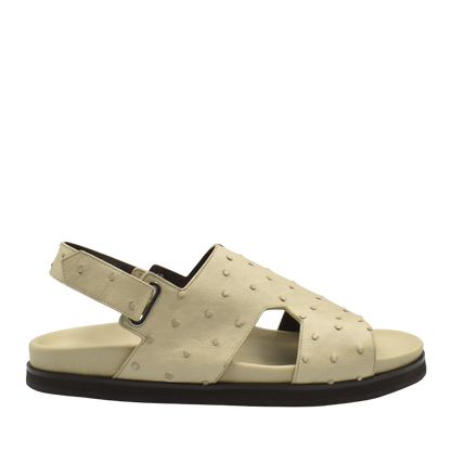 Beige Luxury Amorti Sangle Footwear sandal with textured upper and adjustable back strap