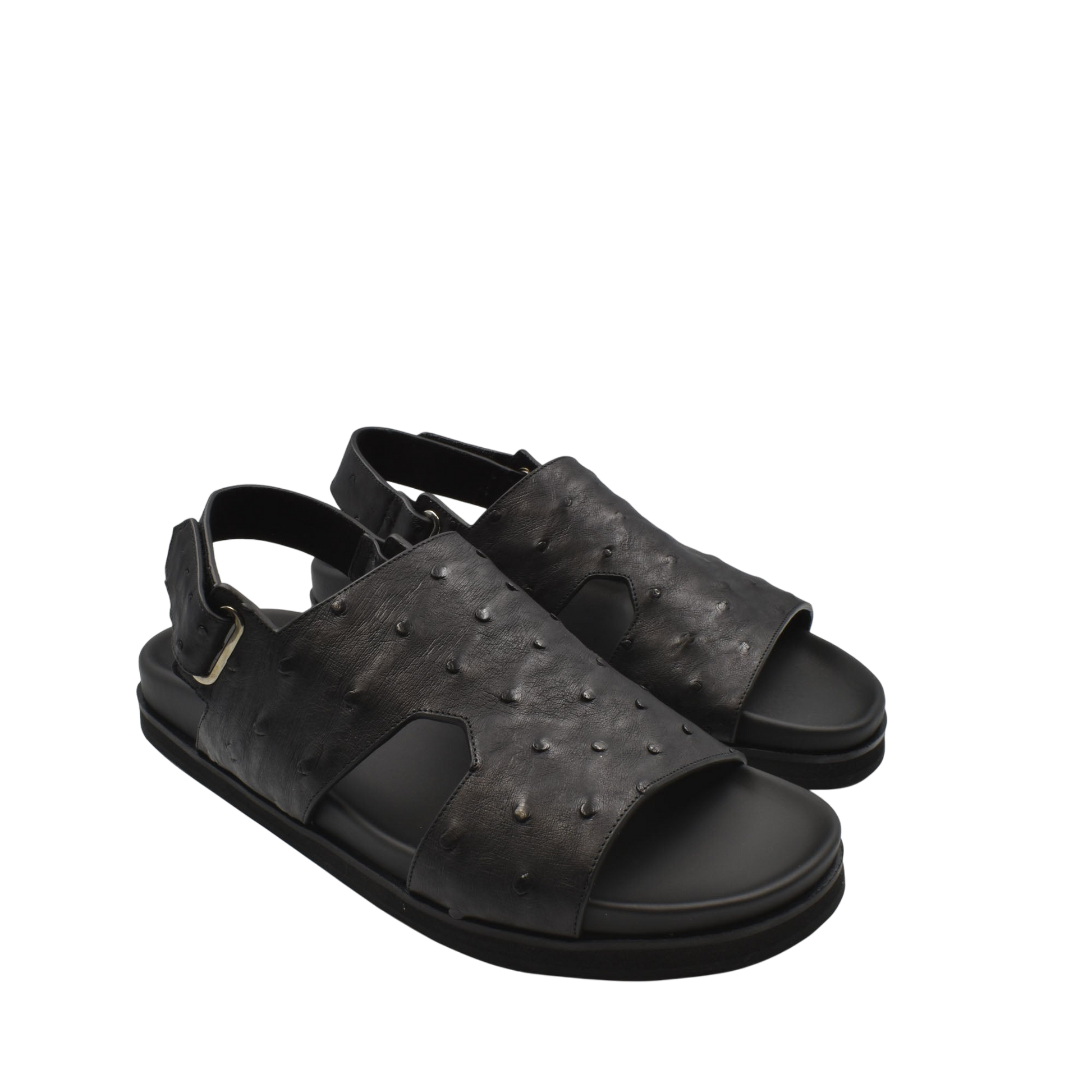 Black Luxury Amorti Sangle Footwear open-toe sandals with textured upper and adjustable back strap