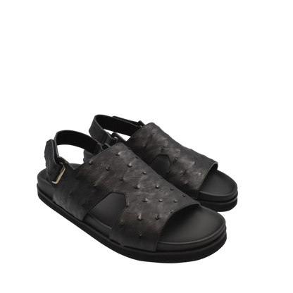 Black Luxury Amorti Sangle Footwear open-toe sandals with textured upper and adjustable back strap