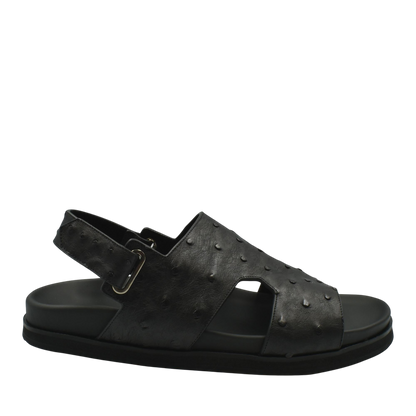 Black Luxury Amorti Sangle Footwear sandal with adjustable strap and textured upper design
