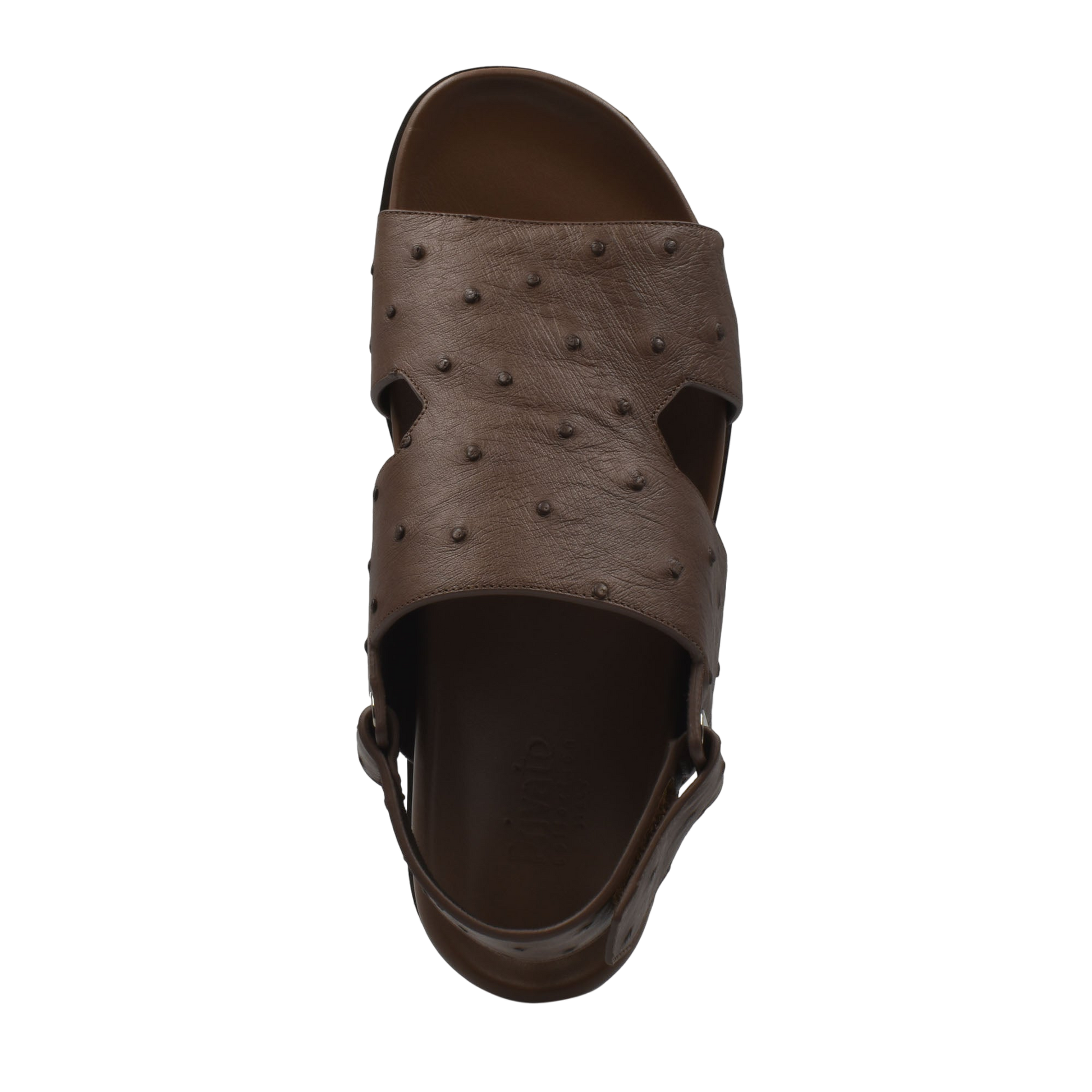 Brown Luxury Amorti Sangle Footwear sandal with studded leather upper and adjustable back strap