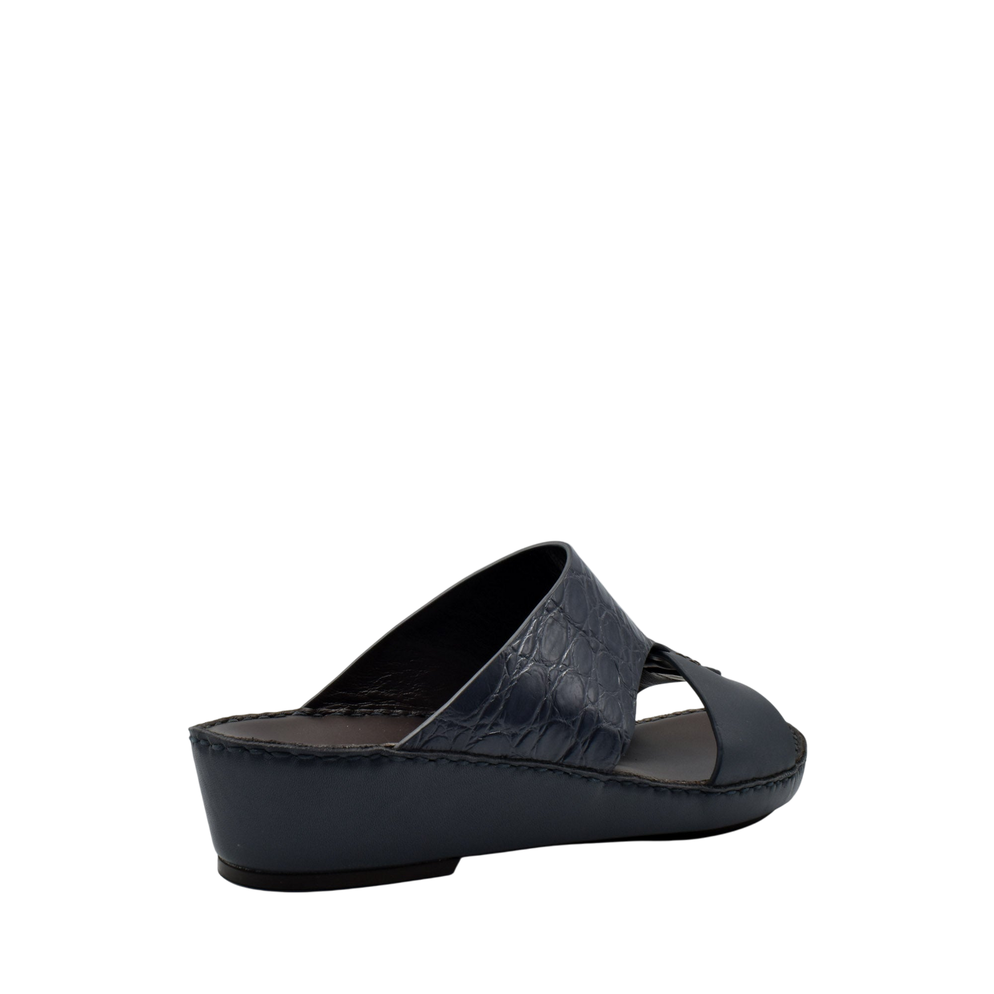 Private Collection luxury croco leather sandals in black with a wedge heel and open toe design
