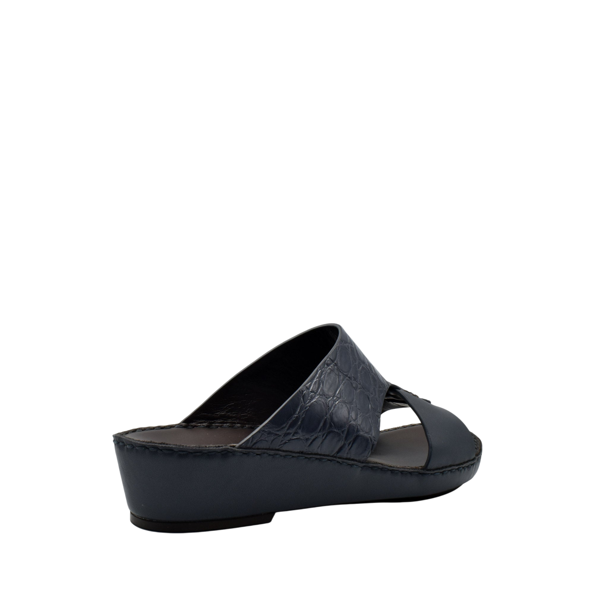 Private Collection luxury croco leather sandals in black with a wedge heel and open toe design