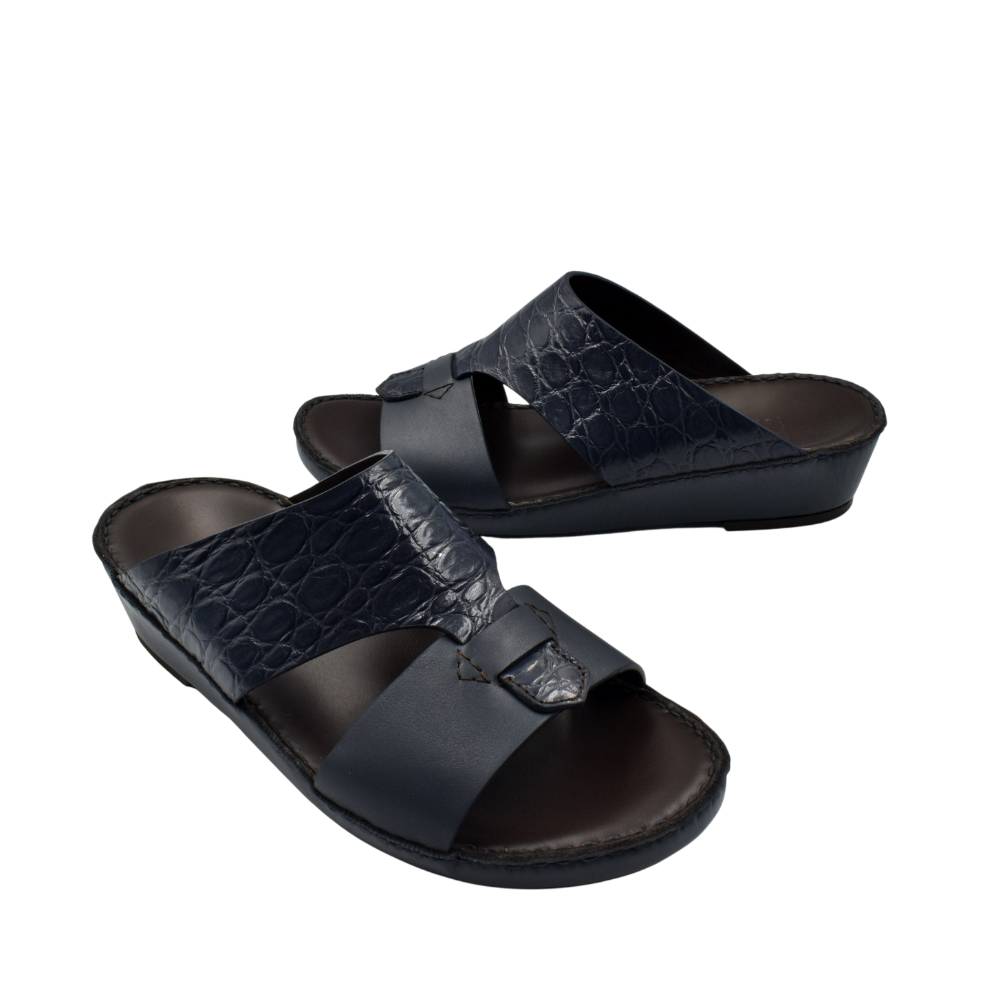 Private Collection luxury croco leather sandals in black with open toe and adjustable strap design