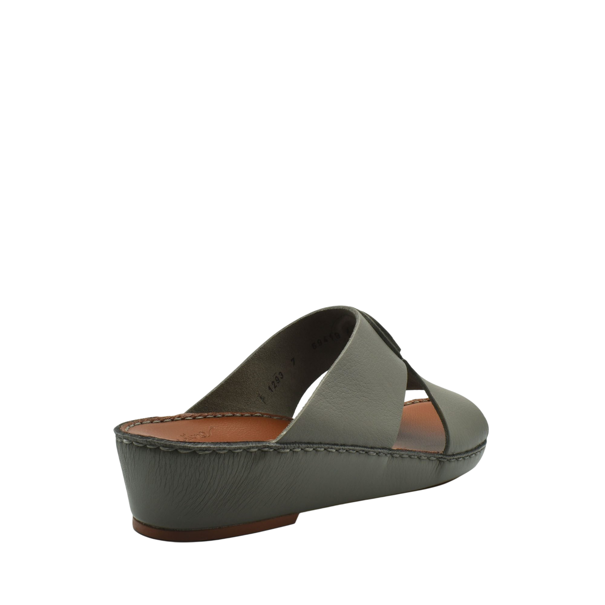 Gray wedge luxury deercalf sandals with open toe and stitched sole from Private Collection