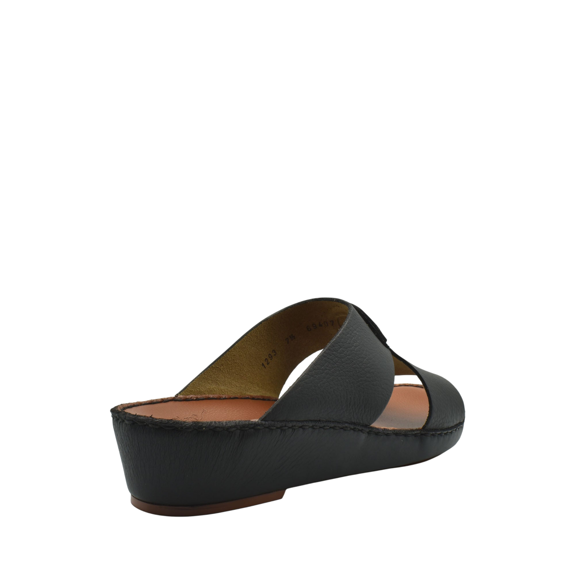 Black luxury deercalf sandals with wedge heel and open toe design from private collection