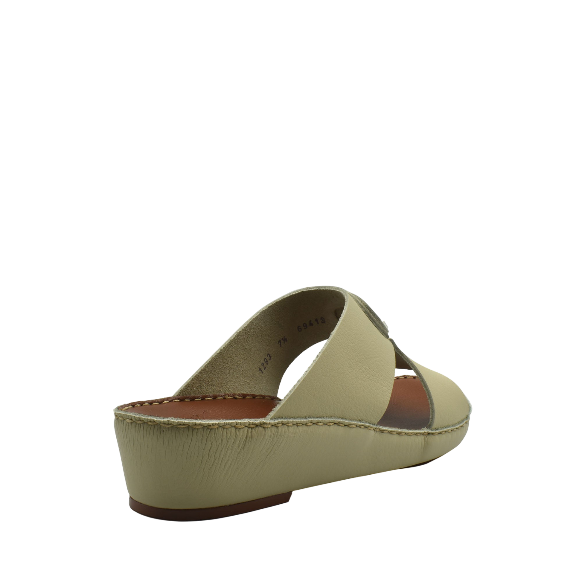 Beige luxury deercalf sandals with wedge heel and open toe design from private collection
