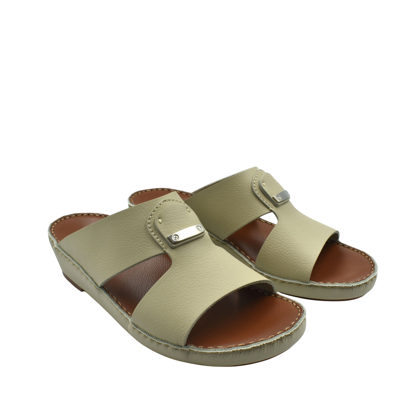 Beige luxury deercalf sandals with open toe and cushioned sole from Private Collection