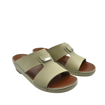 Beige luxury deercalf sandals with open toe and cushioned sole from Private Collection