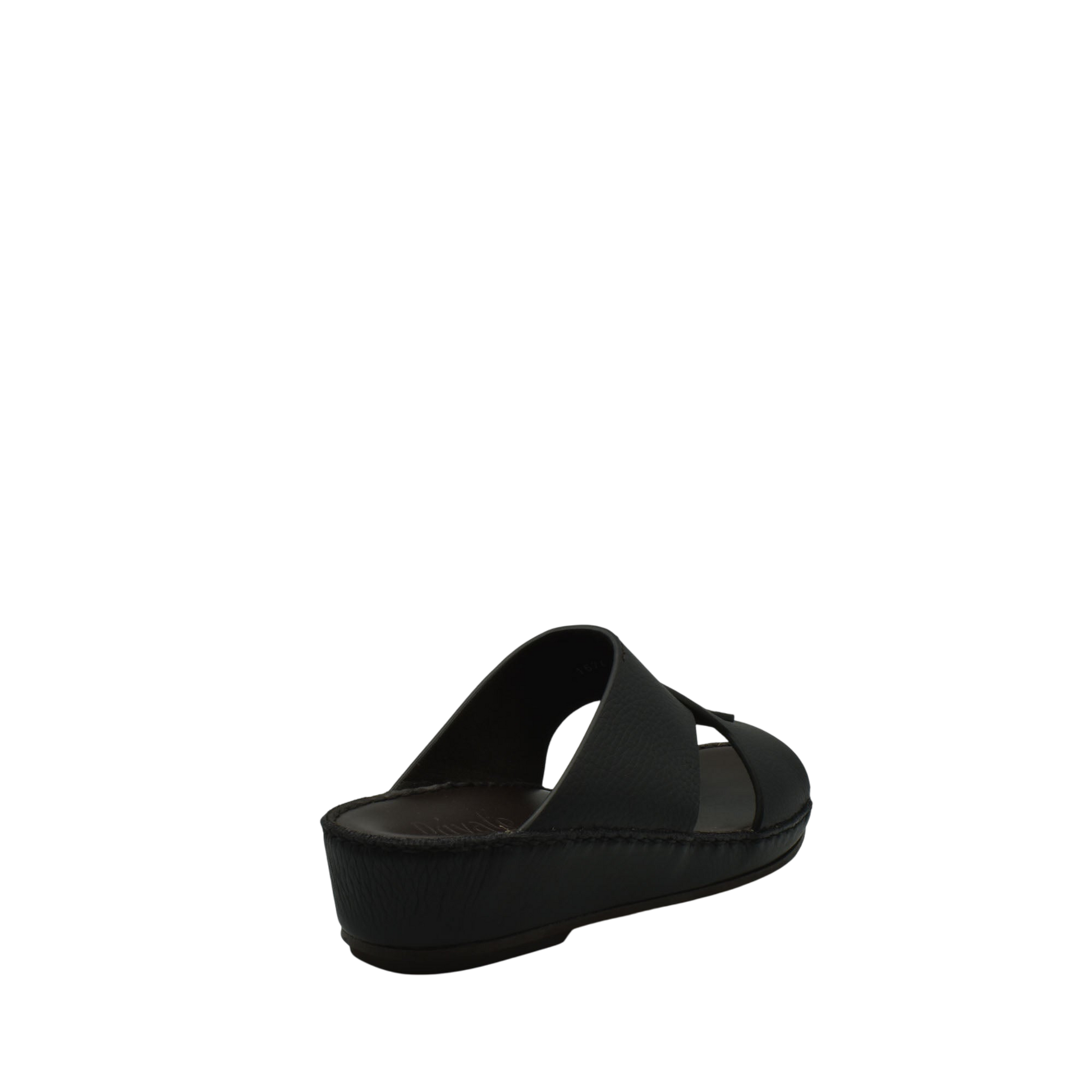 Black luxury kids leather sandals with thick sole and open toe design from private collection